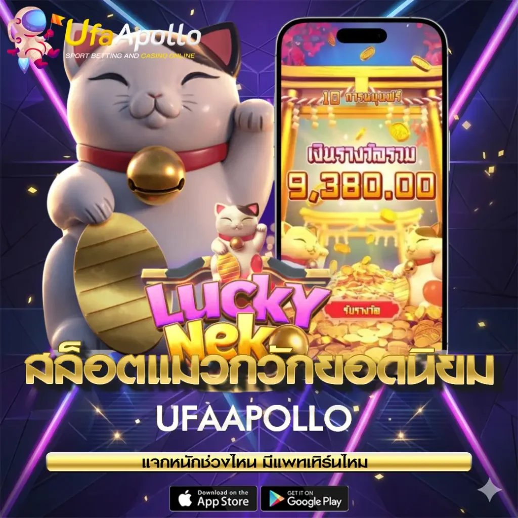 Lucky Neko เกมสล็อตแมวกวักยอดนิยม UFAAPOLLO